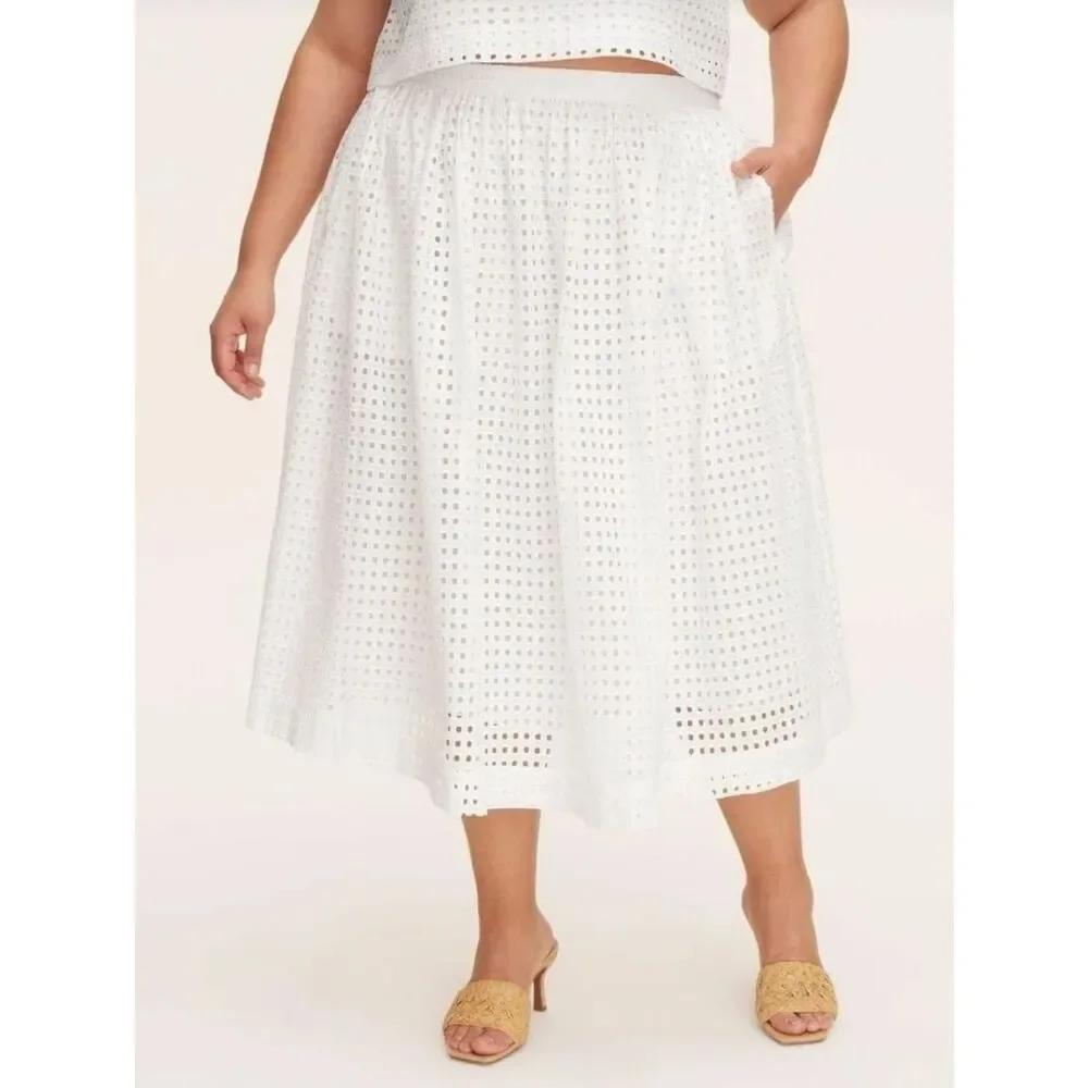 Kate Spade White Eyelet Midi Skirt Size XXL